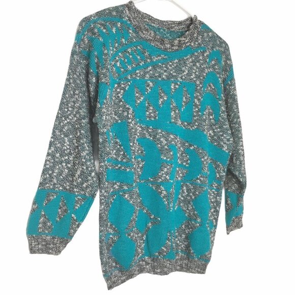 80s Geometric Sweater VINTAGE Abstract Sweater - Picture 3 of 13